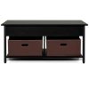 FarmHouse Black Lift-Top Coffee Table, 2 Storage Drawers Bins