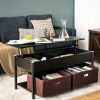 FarmHouse Black Lift-Top Coffee Table, 2 Storage Drawers Bins