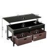 FarmHouse Black Lift-Top Coffee Table, 2 Storage Drawers Bins