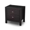 Farmhouse Style Solid Pine Wood 2-Drawer Nightstand in Black