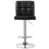 Set of 2 Modern Adjustable Height Bar Stools with Black PU Leather Swivel Seat