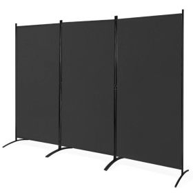 6-Ft Black 3-Panel Divider Screen, Steel Base, Heavy duty hinge