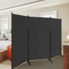 6-Ft Black 3-Panel Divider Screen, Steel Base, Heavy duty hinge