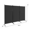 6-Ft Black 3-Panel Divider Screen, Steel Base, Heavy duty hinge