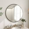 Round 24-inch Circular Bathroom Wall Mirror with Black Frame