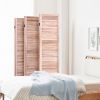 6-Panel Louver Slatted Divider Screen in Brown Wood Finish