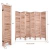 6-Panel Louver Slatted Divider Screen in Brown Wood Finish