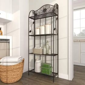 Black Metal 4-Shelf Kitchen Dining Bakers Rack Storage Unit