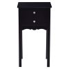 Elegant 2-Drawer Nightstand Side Table in Black Wood Finish