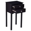 Elegant 2-Drawer Nightstand Side Table in Black Wood Finish