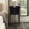 Elegant 2-Drawer Nightstand Side Table in Black Wood Finish