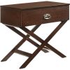 Cappuccino Brown Wood 1-Drawer Nightstand Table with X Legs