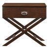 Cappuccino Brown Wood 1-Drawer Nightstand Table with X Legs