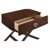 Cappuccino Brown Wood 1-Drawer Nightstand Table with X Legs