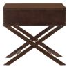 Cappuccino Brown Wood 1-Drawer Nightstand Table with X Legs