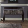 Espresso 2 Tier Entryway Hall Console Table with 3 Storage Baskets