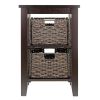 Espresso 3 Tier Bookcase Accent Table, 2 Small Storage baskets