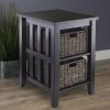 Espresso 3 Tier Bookcase Accent Table, 2 Small Storage baskets