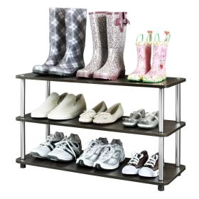 Espresso 3-Shelf Modern Shoe Rack - Holds up to 12 Pair