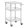 Compact Kitchen Cart, Stainless Steel Top, 2 Storage Shelves