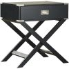 Dark Grey Black 1-Drawer Nightstand, Classic X Style Legs