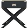 Dark Grey Black 1-Drawer Nightstand, Classic X Style Legs