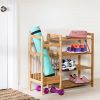 Bench w/2-in-1, 4-Shelf Brown Bamboo Rack, Umbrella Holder