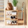 Bench w/2-in-1, 4-Shelf Brown Bamboo Rack, Umbrella Holder