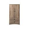 FarmHome Rustic 2 Drawer Bedroom Storage Armoire Grey Oak