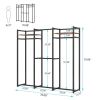 Black Metal Garment Rack with 4 Clothes Rods, 2 Wood Shelves