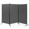 6-Ft Grey 3-Panel Divider Screen ,Steel Base, Heavy duty hinge