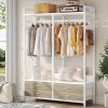 Freestanding White Oak Garment Rack with 4 Storage Drawers