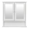 2-Door Bathroom Medicine Cabinet with Mirror in White