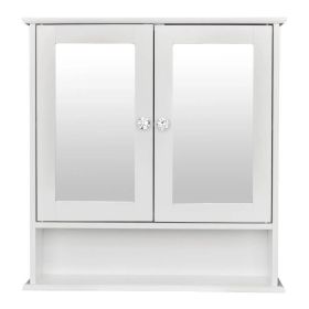 2-Door Bathroom Medicine Cabinet with Mirror in White