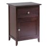 Antique Walnut Wood Finish 1-Drawer Bedroom Nightstand Table