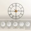 36" Metal Silent Clock with Roman Numerals and Wooden center