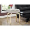 24in End Table 1 Drawer Nightstand Beige Marble Gold Legs