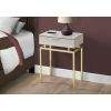 24in End Table 1 Drawer Nightstand Beige Marble Gold Legs