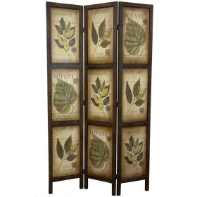 3-Panel Double Sided Floral Botany Plant Leaves Room Divider