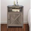 Farmhouse Style, Barn Door Nightstand, Open Shelf, Rustic Oak