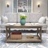 Contemporary 2-Tier Farmhouse Coffee Table, Rustic Wood