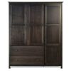 Espresso Wood Finish Bedroom Wardrobe Armoire Cabinet