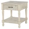 Cottage Style 1-Drawer End Table Nightstand, White Wood finish