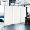 6-Ft White 3-Panel Divider Screen, Steel Base, heavy duty hinge