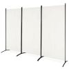 6-Ft White 3-Panel Divider Screen, Steel Base, heavy duty hinge