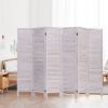 6-Panel Louver Slatted Divider Screen in White Wood Finish