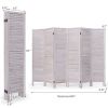 6-Panel Louver Slatted Divider Screen in White Wood Finish