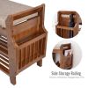 Solid Wood Shoe Rack Storage Bench with Cushioned Seat 2 Shelves and Drawer