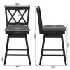 Set of 2 Black Wood 24-in Counter Height Farmhouse Swivel Cushion Seat Barstools