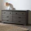 Bedroom 6-Drawer Double Dresser Cabinet in Grey Maple Finish